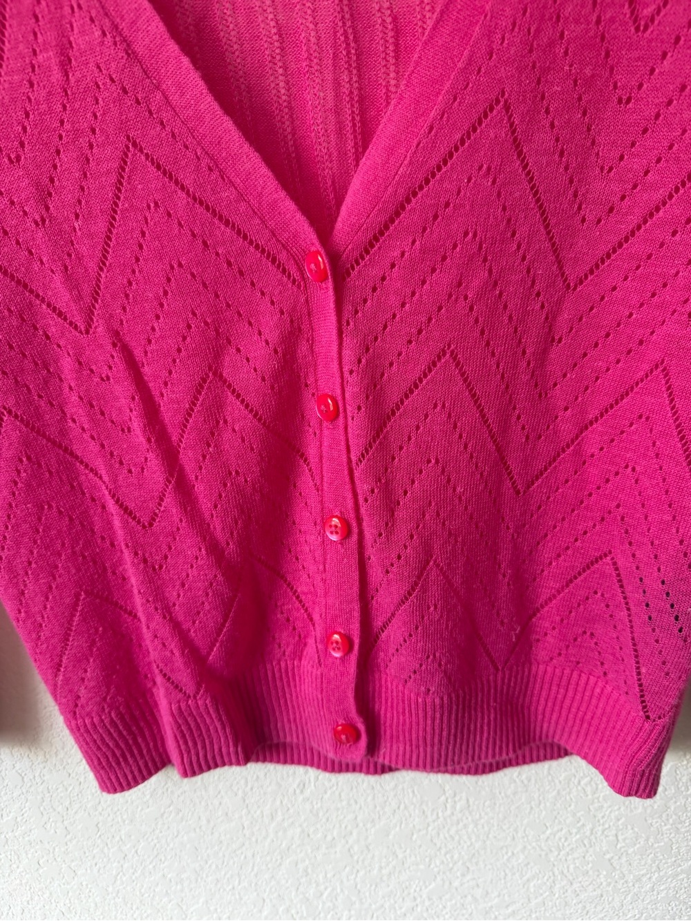 Worthington Hot Pink V-Neck Button-Up Cardigan - Picture 3 of 8